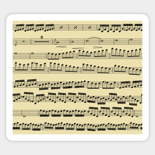 music notes - sheet music black on beige Sticker